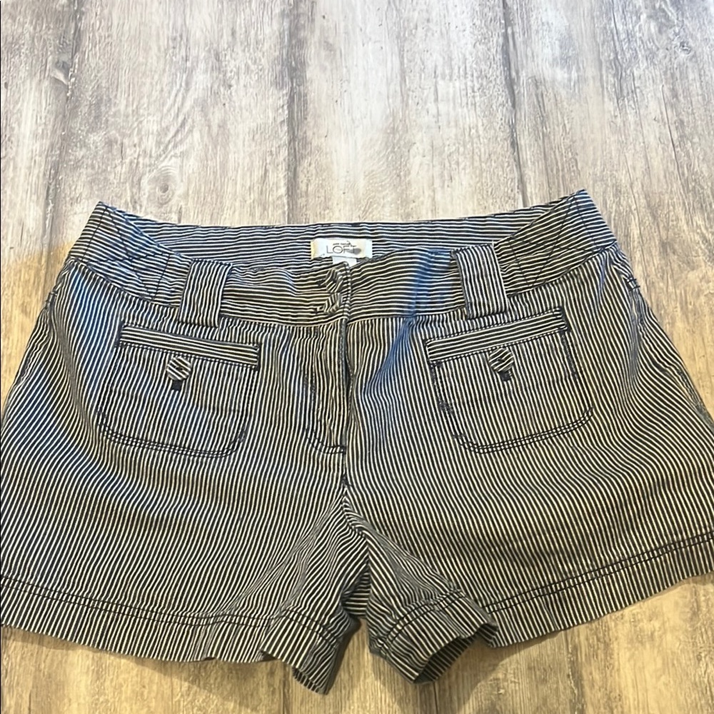 Loft Black and White Striped Shorts